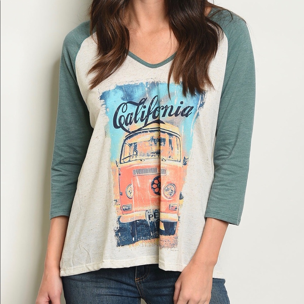 Oatmeal California Printed Top